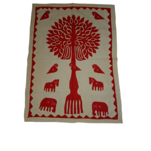 Red & White Tribal Appliqué Wall Hanging