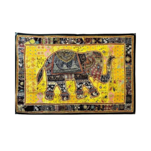 Colorful Elephant Embroidery Wall Hanging – Luck & Prosperity Symbol