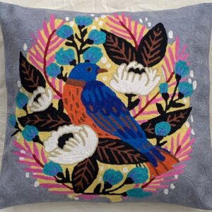 Handmade Bird Embroidered Cushion