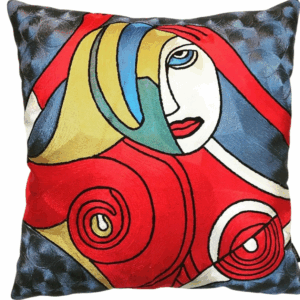 Abstract Face Cushion Cover – Colorful Modern Art Design