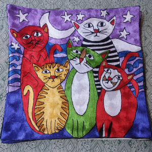 Whimsical Cats Cushion Cover - Colorful Fun Art Design