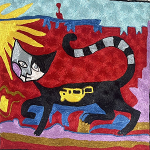 Abstract Cat in Vibrant Colors Cushion Cover - Bold Art Design