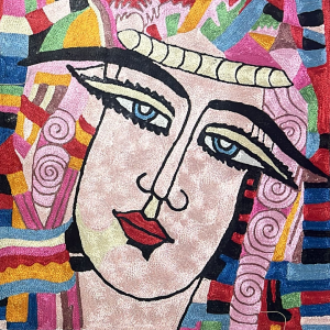 Vibrant Abstract Face Cushion Cover – Colorful Geometric Art