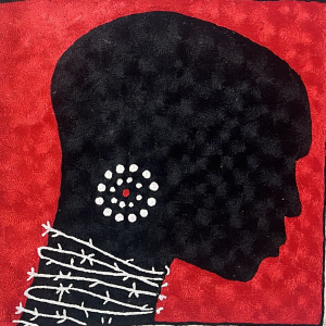 Artistic Abstract Black and Red Cushion Cover with Bold Design