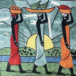 Tribal Women with Baskets Cushion Cover – Cultural African Art